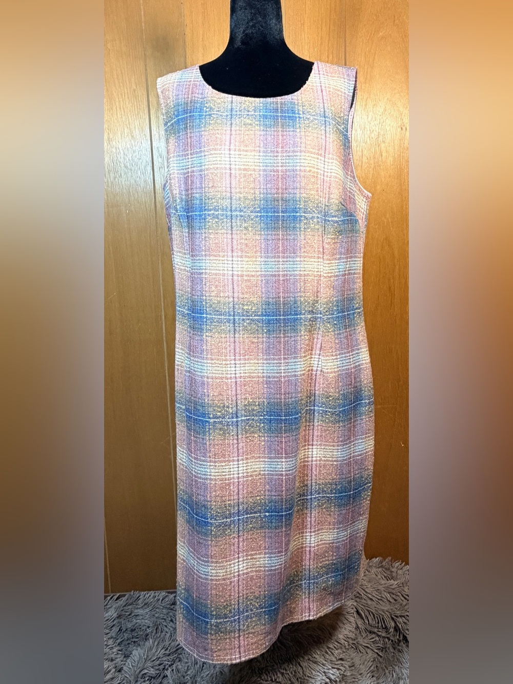 Vintage Chadwicks of Boston Pastel Plaid Sleeveless Sheath Dress - Size 16.